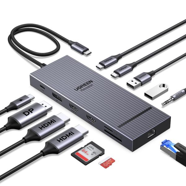 UGREEN Revodok Pro 12-in-1 トリプル4Kドッキングステーション、2*HDM...