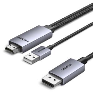 UGREEN HDMI to DisplayPort 変換ケーブル 4K@60Hz対応 アクティブ式 HDMI to DP 単方向伝送 HDR Do