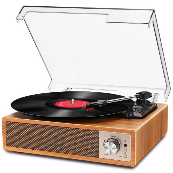 VOKSUN レコードプレーヤー Bluetooth送信と受信 USBで録音と音楽再生 スピーカー内...