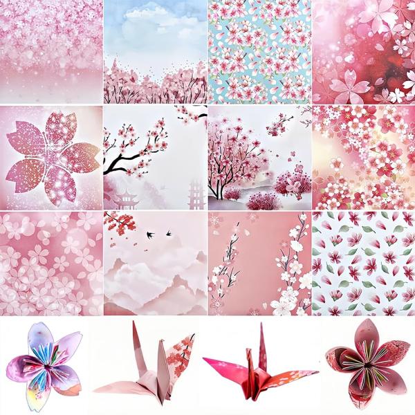 ZBYMOTW 折り紙 大量 両面折り紙 両面柄 100枚 15cm 桜 可愛い カラフル セット ...