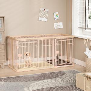 Petnniko 犬 ケージ 犬 ゲージ 幅146×奥行68×高さ70cm 小中大型犬用 屋根付き 犬ゲージ ペットケージ 犬サークル ペットサーク