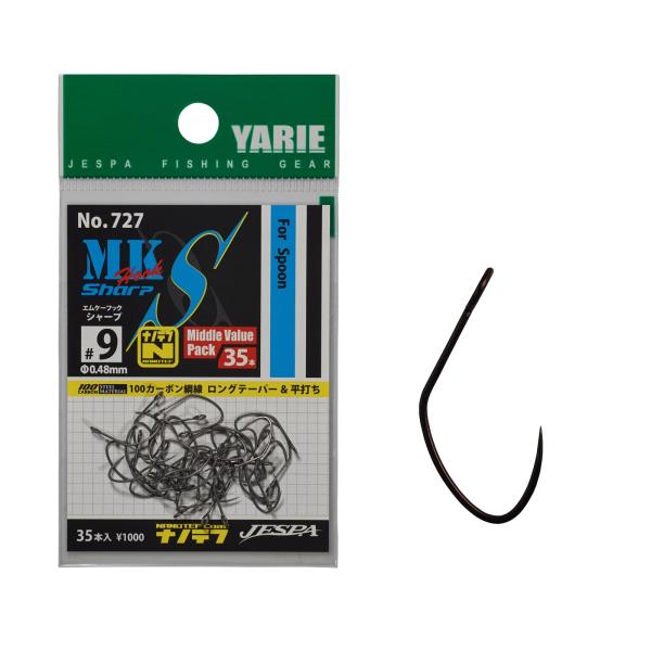 YARIE(ヤリエ) No.727 MKフック シャープ ナノテフ 1000円パック 9号
