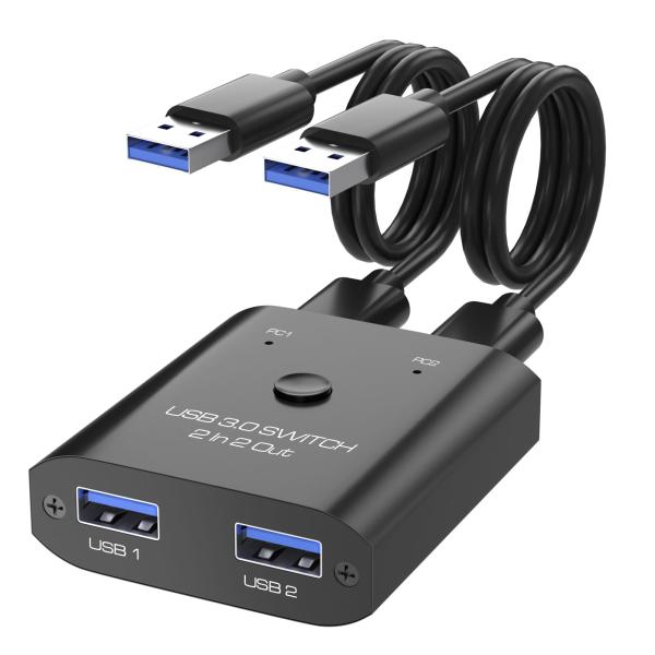 USB3.0 切替器 PC2台用 2入力2出力 2本のUSB3.0ケーブル付き USB 切り替え器 ...