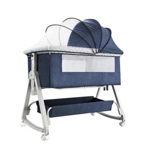 Kino Linpo ベビーベッド 添い寝 新生児ベッド 乳児用ベッド 高さ6段調節可能 蚊帳 通気性 揺りかご 収納バスケット キャスタ付き 持ち