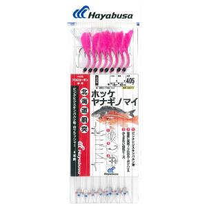 ハヤブサ 　SD870 　ホッケ・ヤナギノマイピンク餌板バルン 白フラッシャー 8本鈎 鈎18号 ハリス10号 幹糸16号  ( 10個セット )　仕掛け｜fuga0223