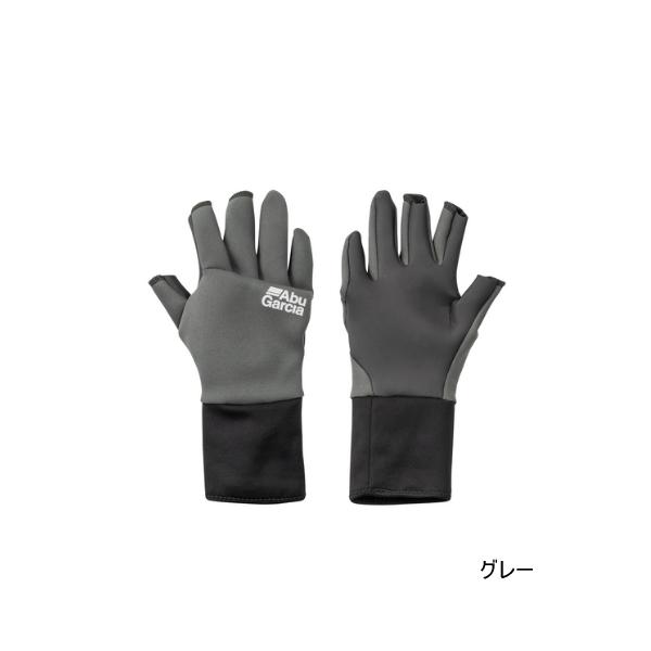 （23年1月新商品） アブガルシア ロングカフスNPグローブ3フィンガー グレー Mサイズ （返品不...