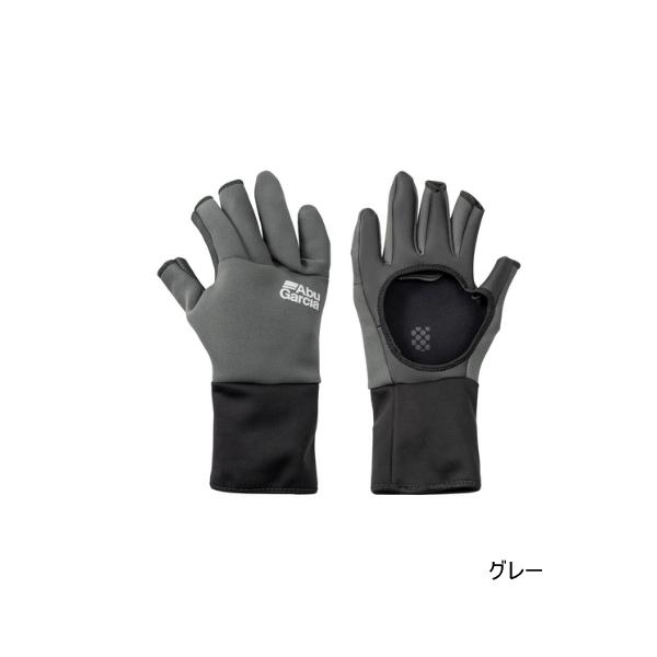（23年1月新商品） アブガルシア ロングカフスNPグローブ3フィンガーパームレス グレー Lサイズ...