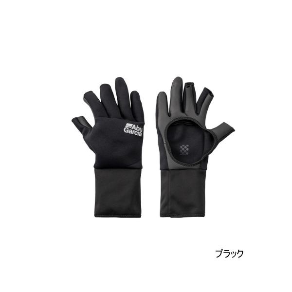 （23年1月新商品） アブガルシア ロングカフスNPグローブ3フィンガーパームレス ブラック Lサイ...