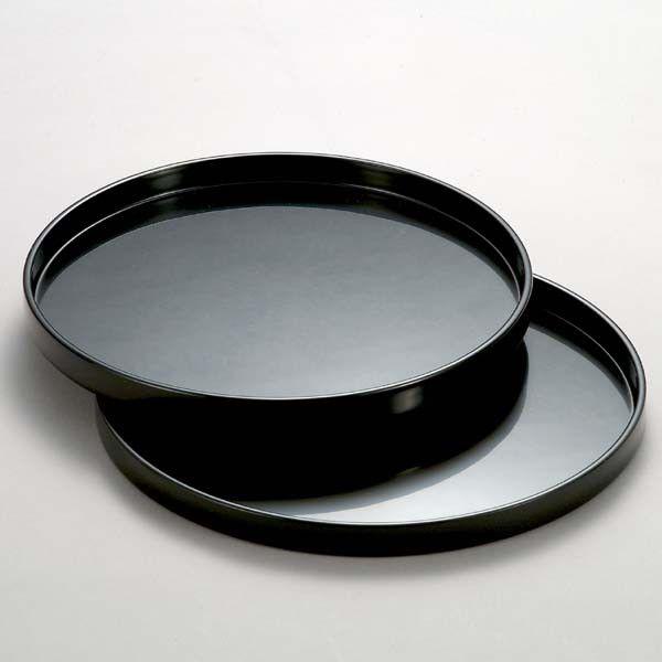 【茶道具】通盆（丸盆）2枚組　木製漆手塗り