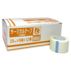 コメス サージカルテープ 25mm×9m×12巻 25mm 9m 12巻 ホワイト 医療用テープ 粘着性 固定 整骨院 鍼灸 接骨院 テーピング クリニック｜fuji-life