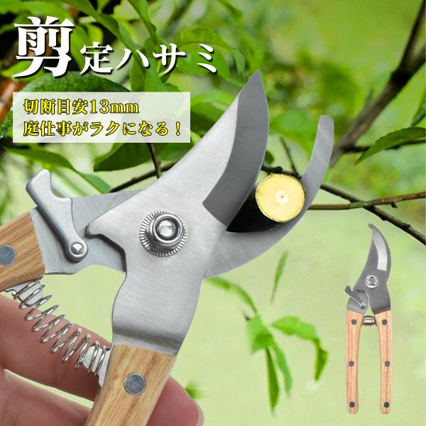 剪定ばさみ ハサミ 枝切りバサミ 剪定はさみ 握りやすい 剪定バサミ 剪定鋏 小型 軽量 安全ロック...