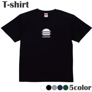 2色 メンズ ハンバーガーなど食べ物プリント 半袖 ルーズTシャツ Tシャツ ハンバーガー 食べ物 ユニーク カットソー 半袖
