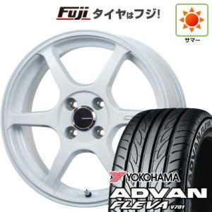 【新品国産4穴100車】 夏タイヤ ホイール4本セット 195/50R16 ヨコハマ アドバン フレバV701 レアマイスター CS-V6(ホワイト) 16インチ｜fujicorporation