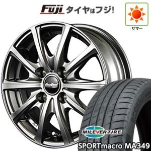 【新品国産4穴100車】 夏タイヤ ホイール4本セット 195/50R16 ミレバー スポーツマクロ MA349（限定） MID ユーロスピード V25 メタリックグレー 16インチ｜fujicorporation