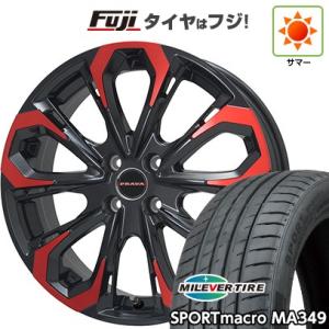 【新品国産4穴100車】 夏タイヤ ホイール４本セット 205/45R17 ミレバー スポーツマクロ MA349（限定） ビッグウエイ LEYSEEN プラバ5X(レッドクリア) 17インチ｜fujicorporation