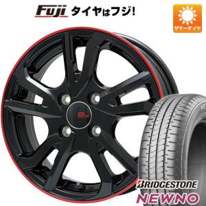 【新品 軽自動車】N-BOX 夏タイヤ ホイール4本セット 155/65R14 ブリヂストン ニューノ(限定) ブランドルライン レツィオ グロスブラック/レッドリム 14インチ｜fujicorporation