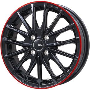 【新品 軽自動車】 夏タイヤ ホイール4本セット 155/65R14 ダンロップ EC202L ブランドルライン DF-10M グロスブラック/レッドリム 14インチ｜fujicorporation