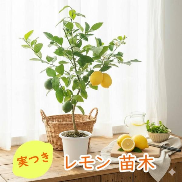 レモン 苗 苗木 実つき 6号鉢 樹高約30〜40cm  3つ以上実つきお約束株です！