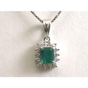 プラチナ エメラルド0.75,ダイヤモンド0.26ネックレス pt900,850 Pt900 プラチナ Pt850 エメラルド1.56ct ダイヤ0.76ct 雫