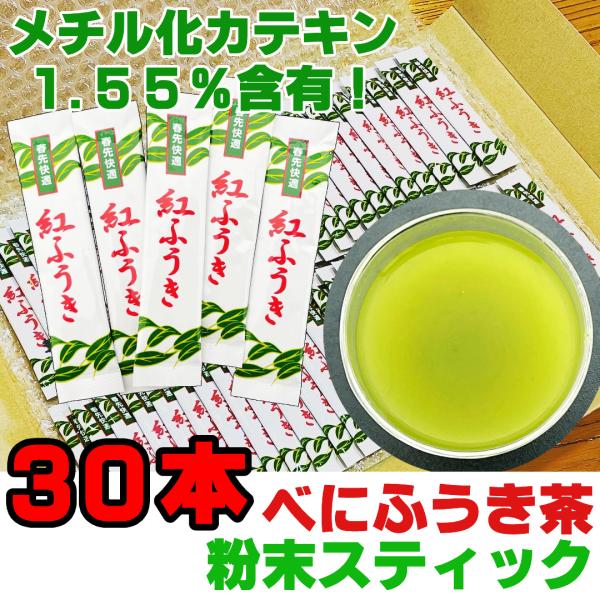 べにふうき茶 粉末茶 スティック 0.7g 30本 メチル化カテキン パウダー茶 静岡茶 緑茶 花粉...