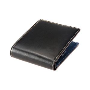 【キプリス】 二つ折り財布 (小銭入れ付き札入) ブライドルレザー＆ルーガショルダー 6272 (ブラック×ネイビー)の商品画像