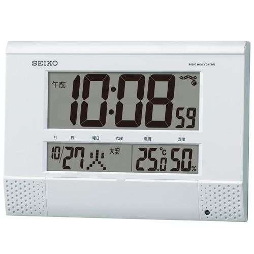 時計 セイコー SEIKO SQ435W 電波 デジタル クロック 掛時計 置き時計 掛置兼用 プロ...