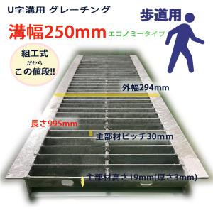 ダイクレ U字溝グレーチング 溝幅200用 並目(ザラ) 歩道用 スチール製