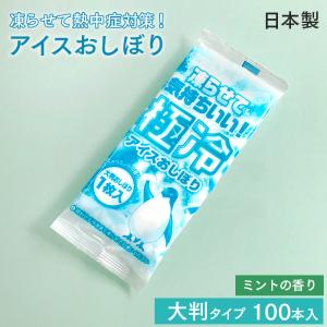 使い捨て 紙おしぼり 極冷アイスおしぼり 100本 ミント アロマおしぼり 日本製 大判 不織布 冷凍できる 冷おしぼり 業務用 送料無料｜fujinamisquare