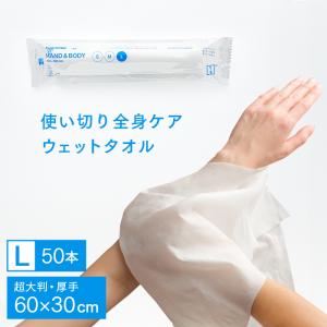 化粧品基準 FSX 使い捨て 紙おしぼり HAND＆BODY L 超大判ウェットタオル VB COSME 50本 不織布 大判 厚手 業務用 送料無料｜イーシザイ・マーケット