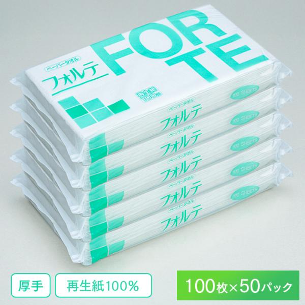 ペーパータオル FORTE フォルテ 230×220mm 100枚×50パック ケース販売 日本製 ...