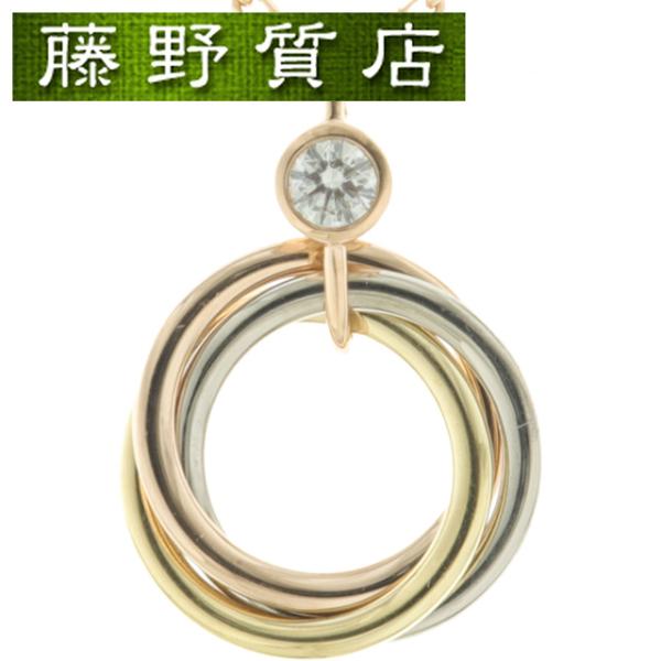 （美品）カルティエ CARTIER ベビー トリニティ ダイヤ ネックレス K18 WG × PG ...