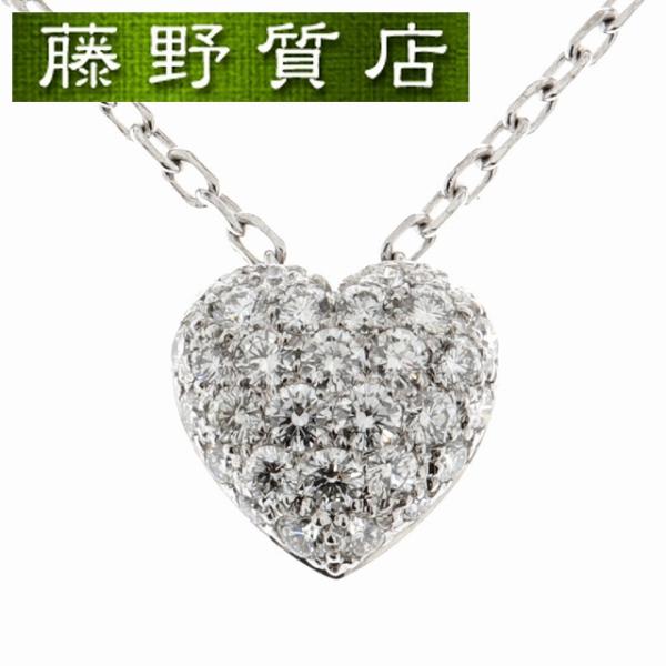 (新品仕上げ済) カルティエ CARTIER ハート ネックレス K18 WG × パヴェ ダイヤモ...