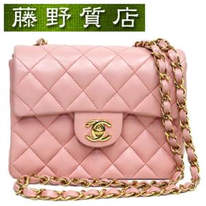 シャネル CHANEL ミニ マトラッセ チェーン ショルダーバッグ 斜め掛け ヴィンテージ ピンク ラムスキン ゴールド金具 8215