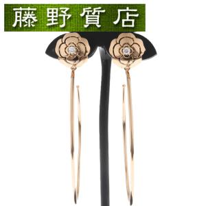 （新品仕上げ済）シャネル CHANEL カメリア ダイヤ フープ ピアス J11844 K18 PG ダイヤモンド 中古 シャネルピアス ブランド 正規品 8511