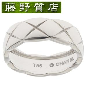 （新品仕上げ済）シャネル CHANEL ココ クラッシュ リング ミディアム マトラッセ ＃56 約15.5号 K18 WG ホワイト ゴールド J10570 8859