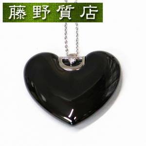 （美品）ダミアーニ DAMIANI Dアイコン ペンダント ネックレス ハート K18 WG ダイヤ 黒セラミック 8649｜fujino-y-shop