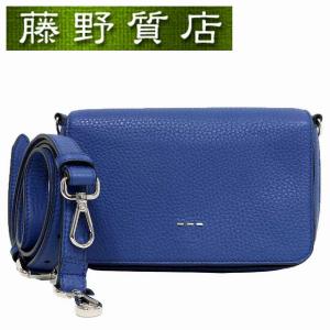 （未使用展示品）フェンディ FENDI フラップショルダー バッグ クラッチ 2Way 斜め掛け ズッカ柄 ブルー × 黒 レザー 7M0299  8313｜fujino-y-shop