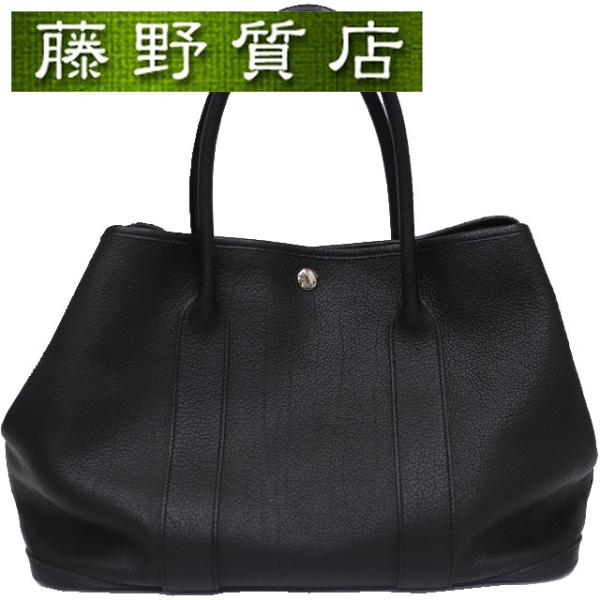 エルメス HERMES ガーデンパーティ PM 36C トゴ 黒 ブラック シルバー金具 □K刻印 ...