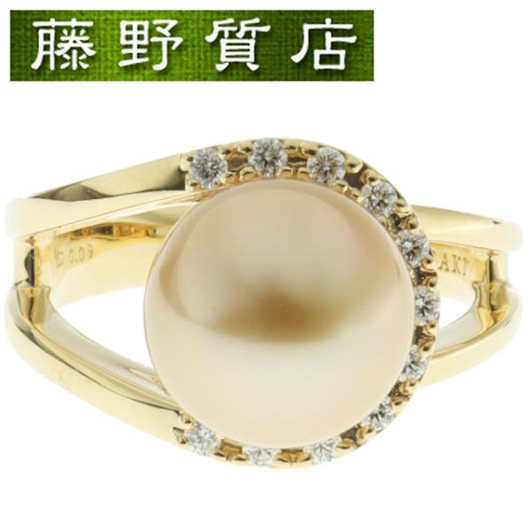 (新品仕上げ済）タサキ TASAKI 田崎 ゴールドパール ダイヤ リング 指輪 約12号 K18 ...