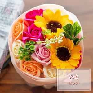 ソープフラワー ひまわり&ローズ ブーケ 花束...の詳細画像3