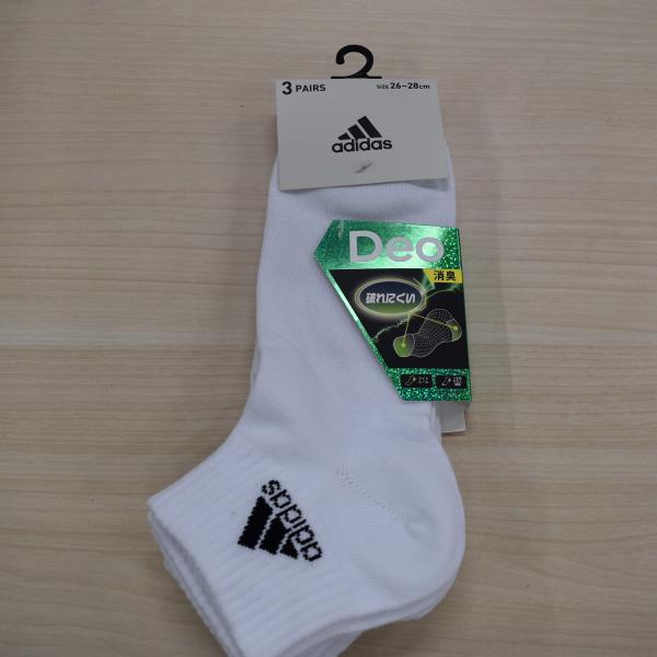 靴下 お買い得 (新品) スニーカー丈 ソックス  消臭 26-28cm ホワイト adidas 0...