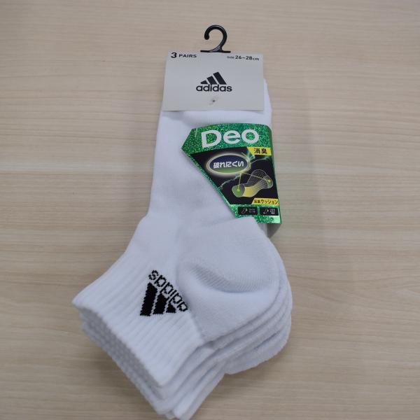 靴下 お買い得 (新品) スニーカー丈 ソックス  消臭 26-28cm ホワイト adidas 0...