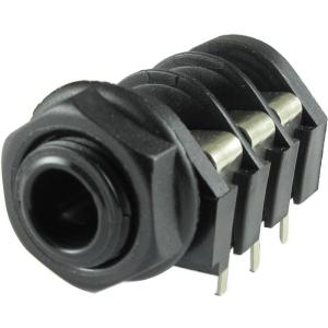ジャック 1/4 Jack - Cliff, PC Mount, switched, black, Stereo