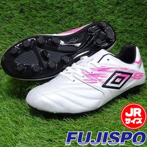 アンブロ アクセレイター KTS JR WIDE HG umbro 【サッカー・フットサル】 シューズ ジュニア　サッカースパイク　キッズ ホワイト×ピンク (UU4SJA01WP)｜fujispo