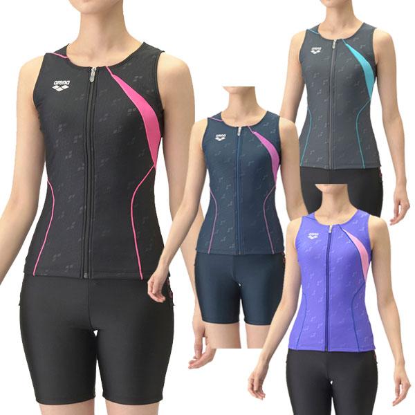 アリーナ レディース フィットネス水着 セパレーツ カバーバック ミドルレッグ AS4FWF40W ...