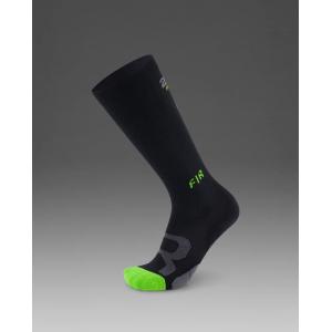 2XU ツータイムズユー リカバリー FIRコンプレッション ソックス 靴下 ロング 段階着圧 移動 コンディショニング UA7445E BLK/GRYカラー メール便利用可
