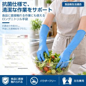 ニトリル手袋 ロング 40cm 50枚 使い捨...の詳細画像2