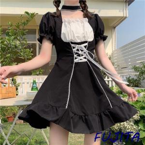 可愛い メイド服 メイド 定番 ロング ウェイトレス ロリータ仮装 衣装 チューム レディースファッション｜fujita-store