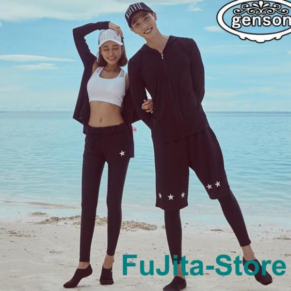 ペアルック 水着 ラッシュガードセット レディース メンズ 水着 セパレート 長袖 上下セット トッ...