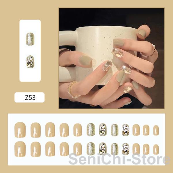 ネイルチップ ショート シール ハート かわいい  24枚入り グミシール付き つけ爪 ショートオー...